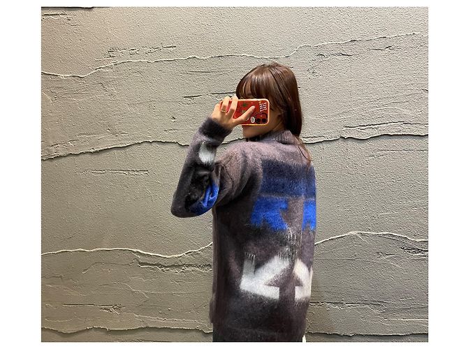 Off White Grauer Mohair-Strick für Damen Schwarz - Ansicht 4