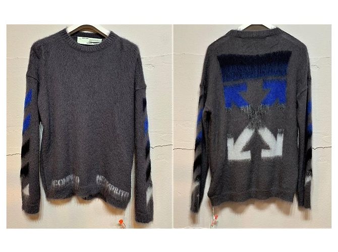 Off White Grauer Mohair-Strick für Damen Schwarz - Ansicht 5
