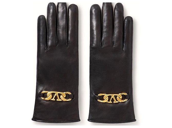 Valentino Leder-Kaschmir-Handschuhe Schwarz - Ansicht 2
