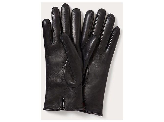 Valentino Leder-Kaschmir-Handschuhe Schwarz - Ansicht 5