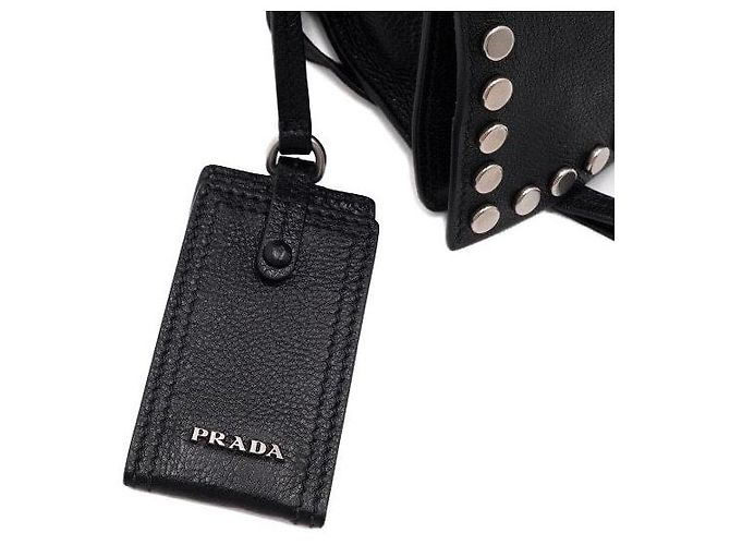 Prada Borsa a spalla e crossbody borchiata in pelle nera Nero - vista 11