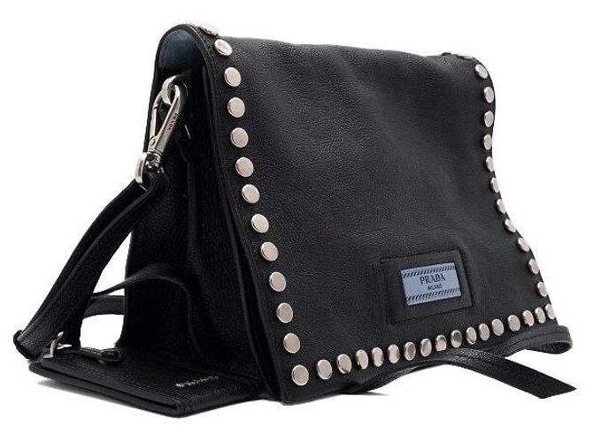 Prada Borsa a spalla e crossbody borchiata in pelle nera Nero - vista 3