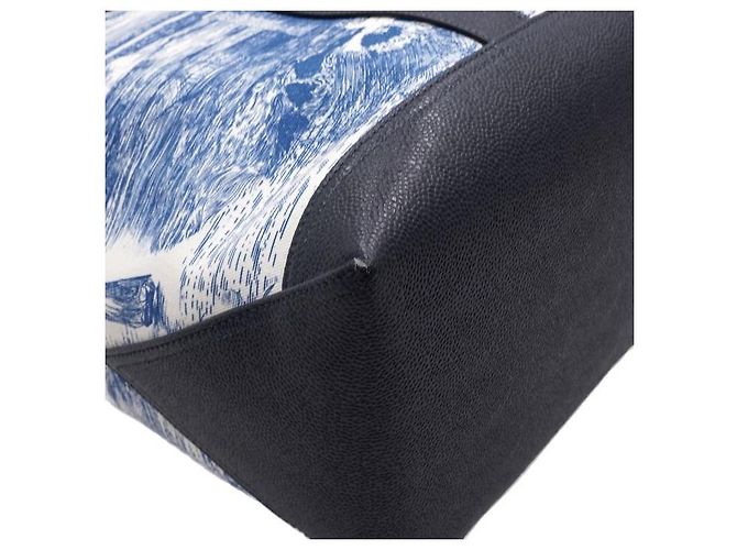 Thom Browne Blue Nautical Print Canvas Leather Medium Tool Tote Bag - view 7
