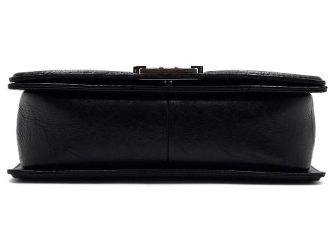 Chanel Borsa a spalla e crossbody Boy Medium in vitello nero con catena argento - vista 9