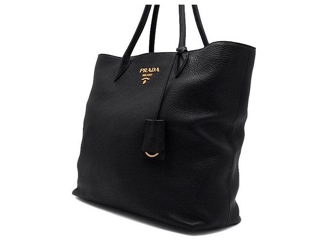 Prada Borsa Tote e Borsa a Tracolla Vitello Daino Gold Logo Nero - vista 2