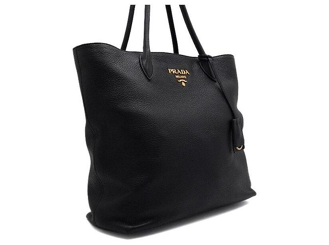 Prada Borsa Tote e Borsa a Tracolla Vitello Daino Gold Logo Nero - vista 3