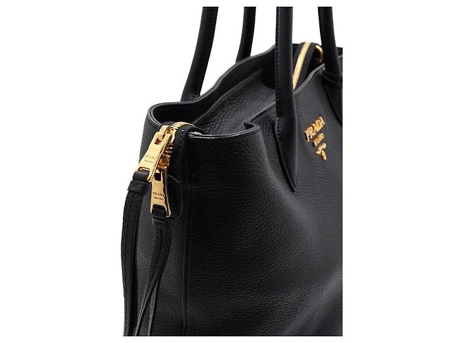 Prada Borsa Tote e Borsa a Tracolla Vitello Daino Gold Logo Nero - vista 8