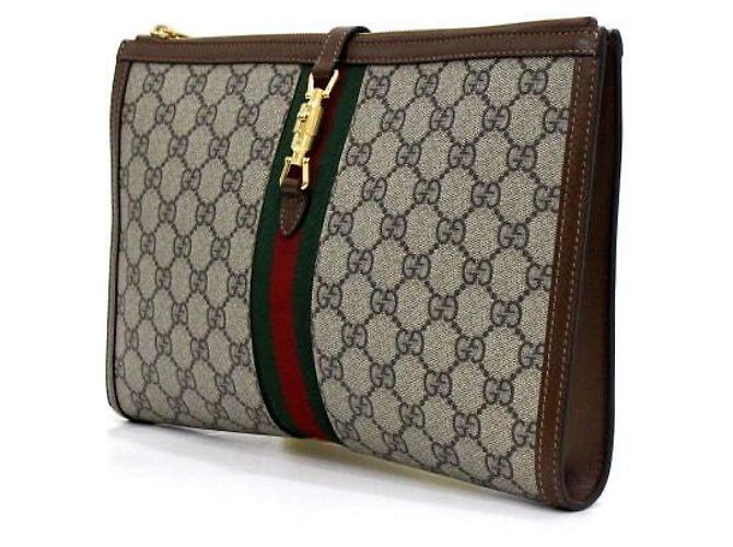 Gucci Borsa Clutch Supreme GG Web Jackie Marrone - vista 3