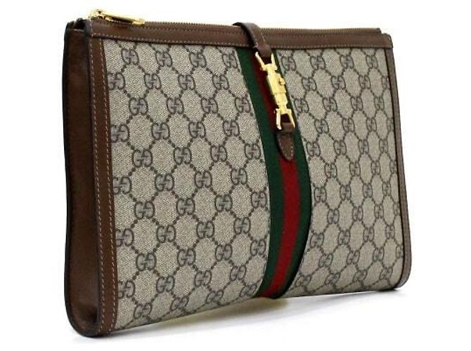Gucci Borsa Clutch Supreme GG Web Jackie Marrone - vista 4