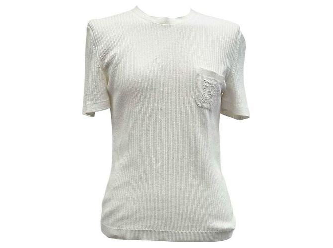 Chanel Prenda de punto de manga corta bordada Plata - vista 4
