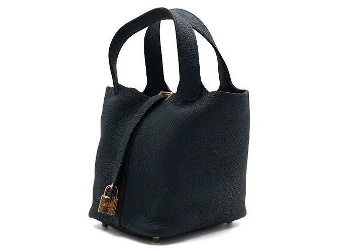 Hermès Borsa tote Picotin Lock tono oro Nero - vista 3