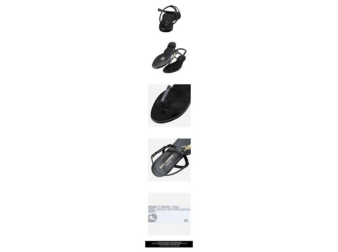Saint Laurent Sandali bassi Cassandra in vernice Nero - vista 3