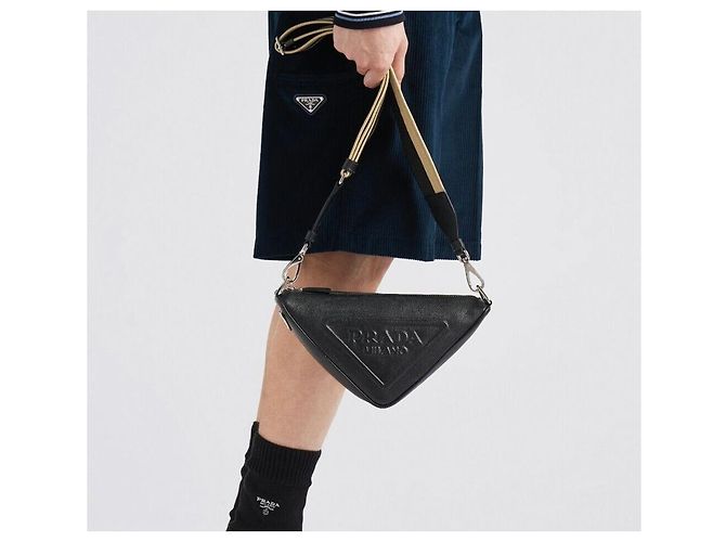 Prada Borsa a tracolla Triangle in pelle Saffiano - vista 10