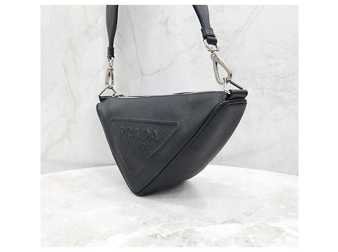 Prada Borsa a tracolla Triangle in pelle Saffiano - vista 2