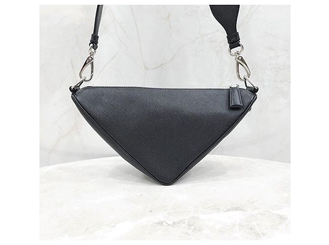 Prada Borsa a tracolla Triangle in pelle Saffiano - vista 3