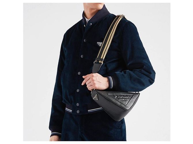 Prada Borsa a tracolla Triangle in pelle Saffiano - vista 9