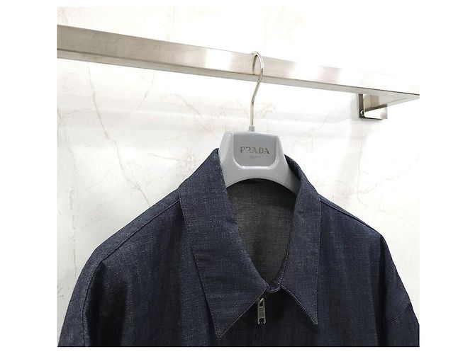 Prada Chambray Denim Jacke mit Reißverschluss - Ansicht 3