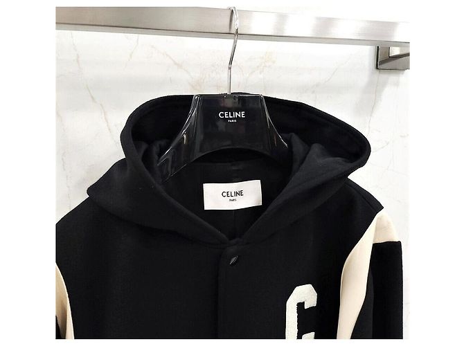 Céline Giacca Teddy con cappuccio in lana e cashmere Argento - vista 4