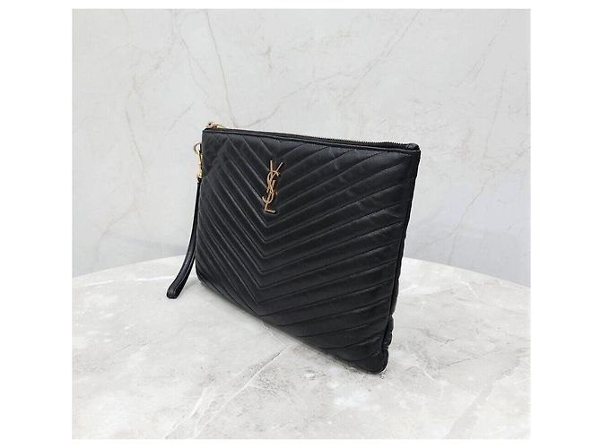 Saint Laurent Clutch con tracolla in pelle trapuntata - vista 2