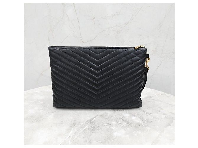 Saint Laurent Clutch con tracolla in pelle trapuntata - vista 3
