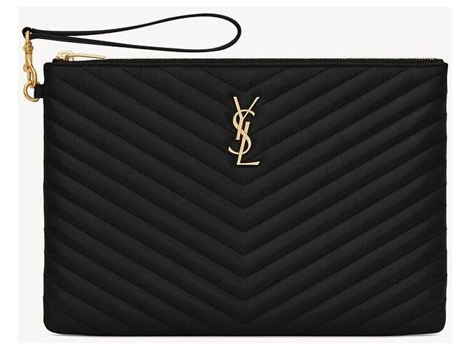 Saint Laurent Clutch con tracolla in pelle trapuntata - vista 9