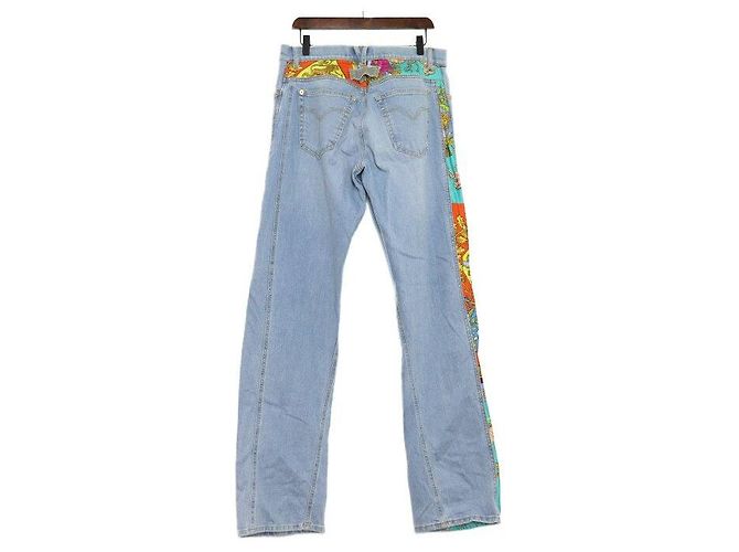 Versace Pantaloni in denim da uomo Royal Rebellion Print Blu - vista 4