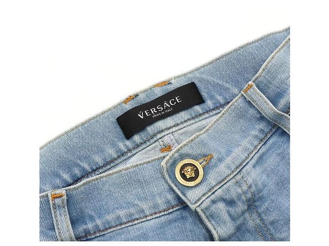 Versace Pantaloni in denim da uomo Royal Rebellion Print Blu - vista 6