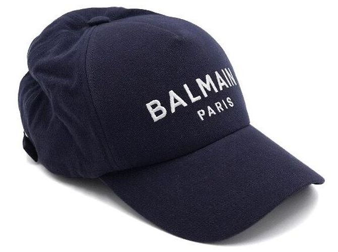 Balmain Unisex-Baseball-Kappe aus Baumwolle in Navy mit Logo - Ansicht 2