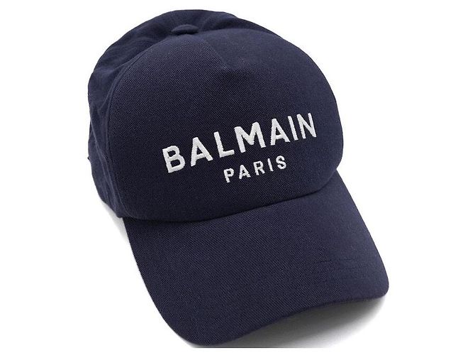 Balmain Unisex-Baseball-Kappe aus Baumwolle in Navy mit Logo - Ansicht 4