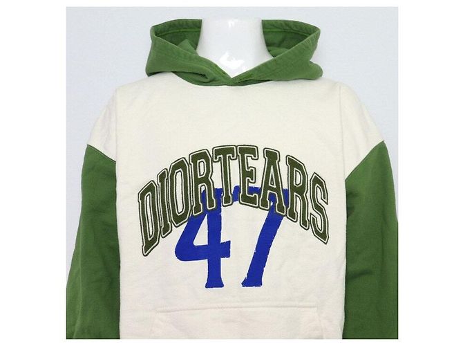 Dior Sudadera con capucha oversized de algodón blanco verde - vista 2