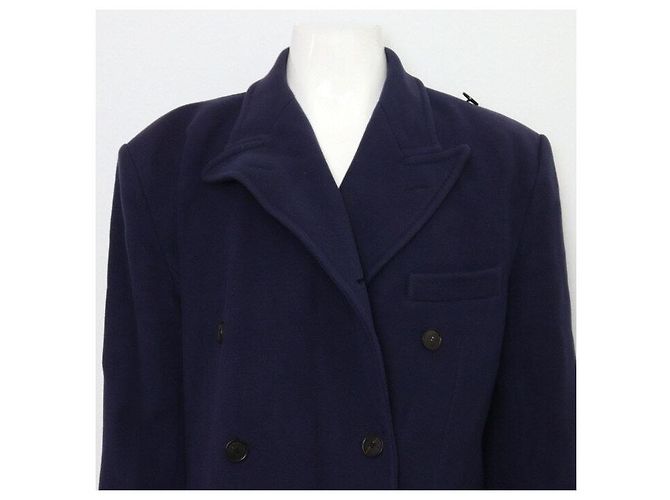 Balenciaga Navy Wool Cotton Double Button Men's Coat Blue - view 2