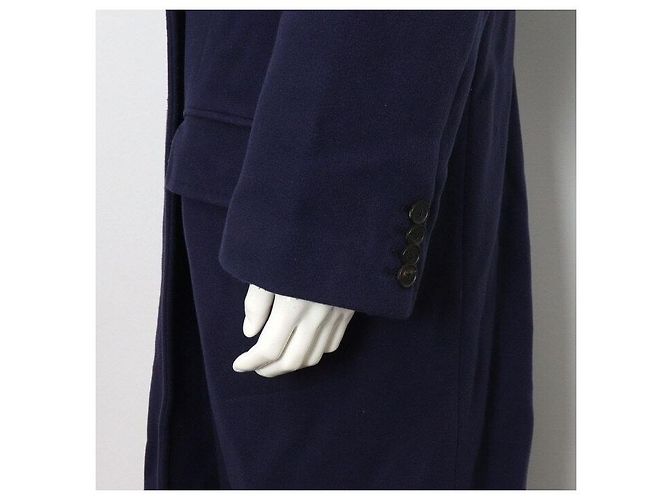 Balenciaga Navy Wool Cotton Double Button Men's Coat Blue - view 3