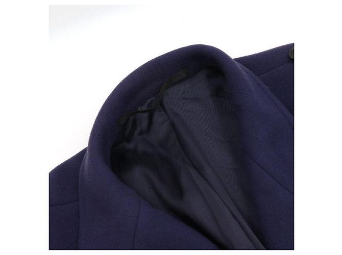 Balenciaga Navy Wool Cotton Double Button Men's Coat Blue - view 5