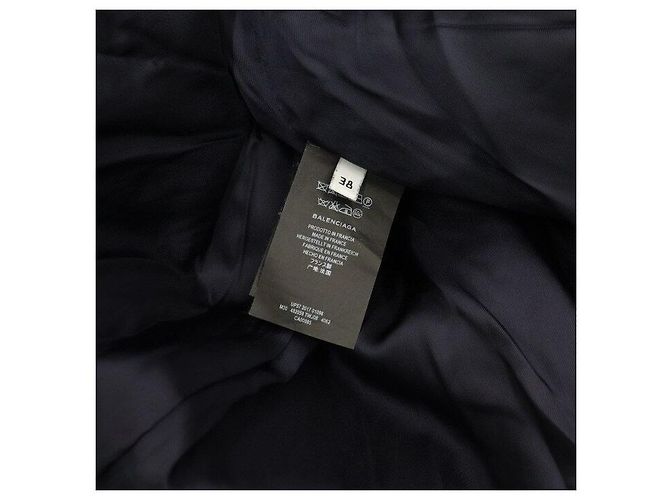 Balenciaga Navy Wool Cotton Double Button Men's Coat Blue - view 7