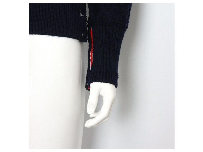 Thom Browne Navy Aran Cable Sweater Bars Men's Knit Blue - view 3