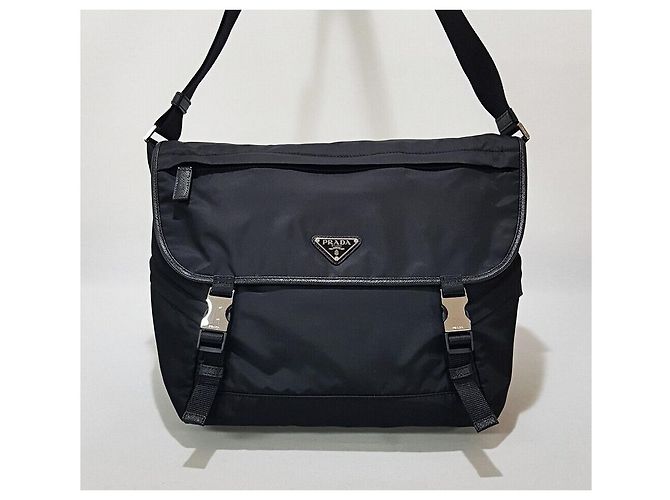 Prada Borsa a tracolla in Re-Nylon e pelle Saffiano Nero - vista 2