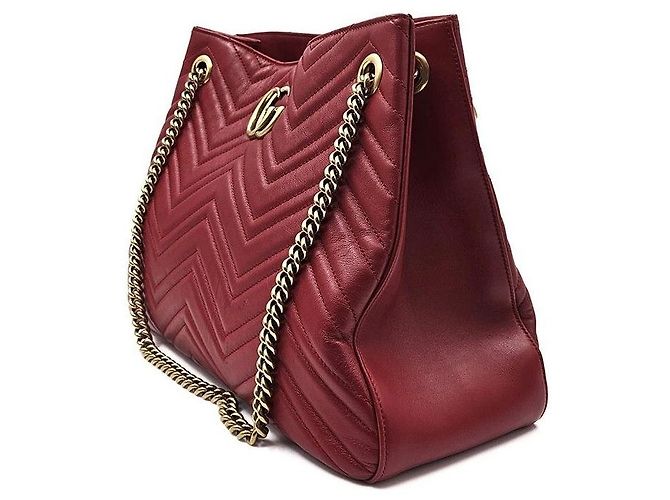 Gucci Borsa a tracolla con catena GG Marmont matelassé Rosso - vista 2