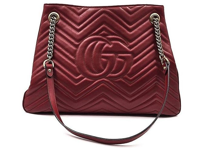 Gucci Borsa a tracolla con catena GG Marmont matelassé Rosso - vista 4