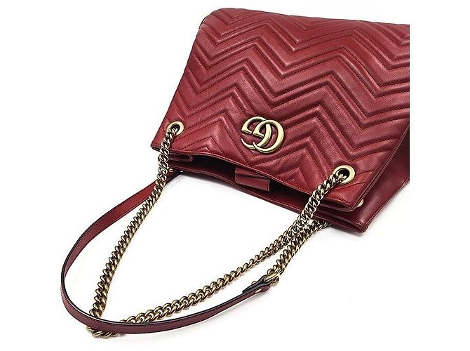 Gucci Borsa a tracolla con catena GG Marmont matelassé Rosso - vista 5