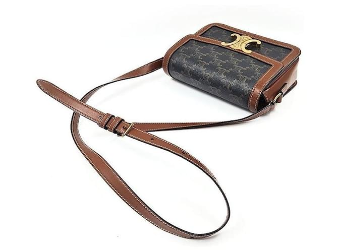 Céline Borsa a tracolla sottile Celine Triomphe Marrone - vista 4
