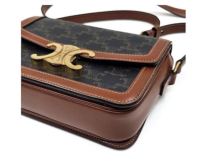 Céline Borsa a tracolla sottile Celine Triomphe Marrone - vista 6