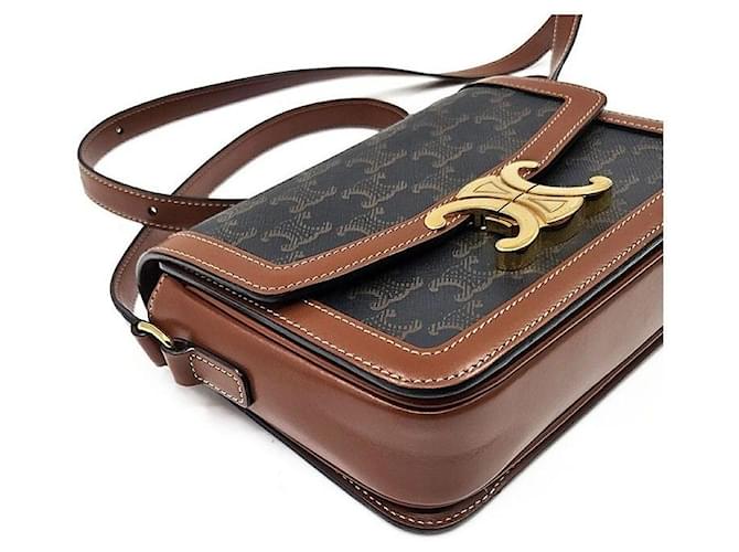 Céline Borsa a tracolla sottile Celine Triomphe Marrone - vista 7