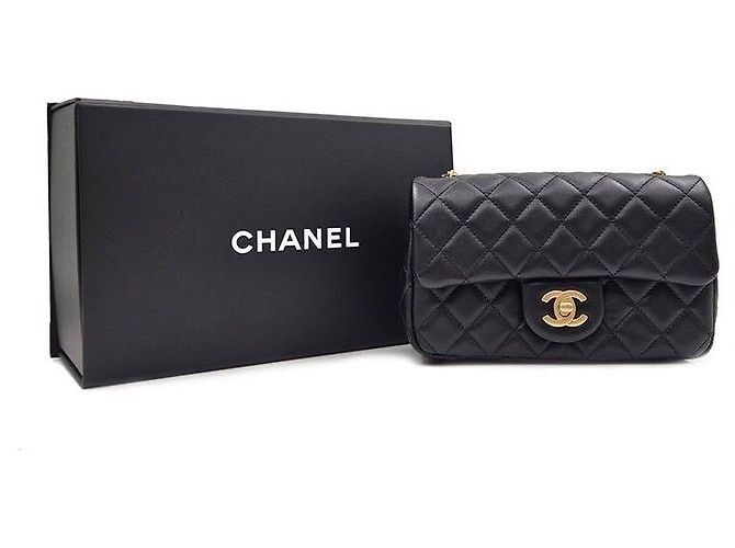 Chanel Borsa a tracolla Lambskin Classic New Mini Golden Ball Nero - vista 10