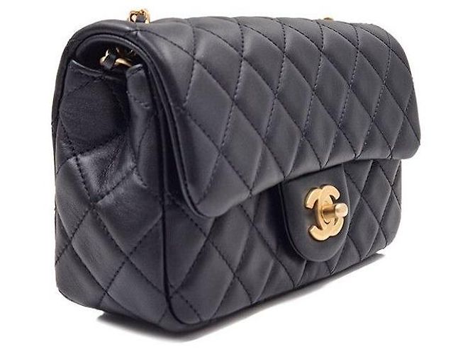 Chanel Borsa a tracolla Lambskin Classic New Mini Golden Ball Nero - vista 3