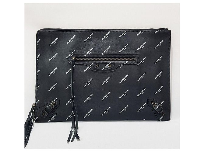 Balenciaga Clutch Classica Multi-Logo Nero - vista 2
