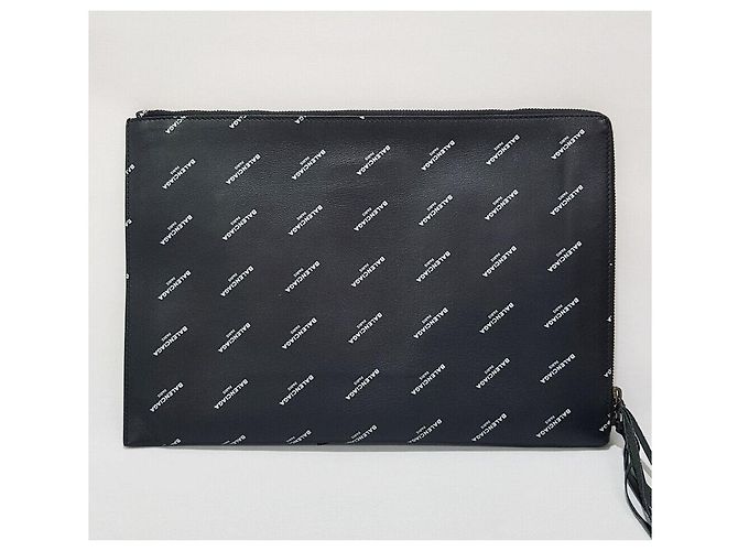 Balenciaga Clutch Classica Multi-Logo Nero - vista 4