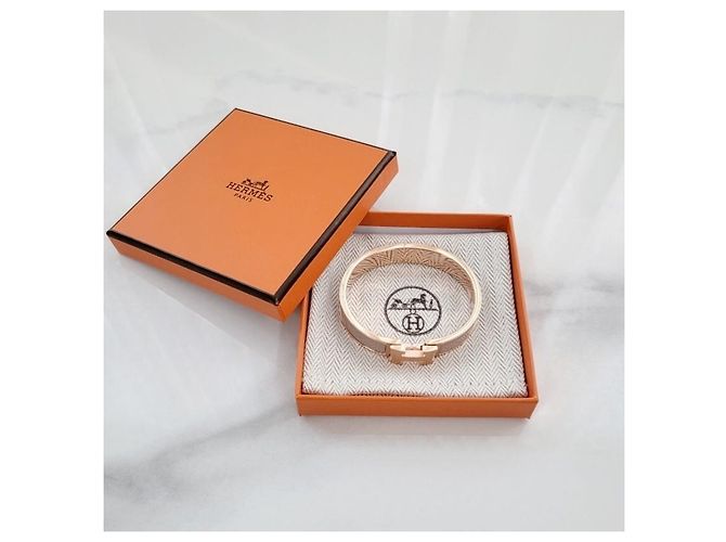 Hermès Bracciale Rigido Blanc da Donna Maron Glace Rose Gold Rosa - vista 11