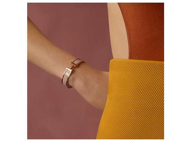 Hermès Bracciale Rigido Blanc da Donna Maron Glace Rose Gold Rosa - vista 3