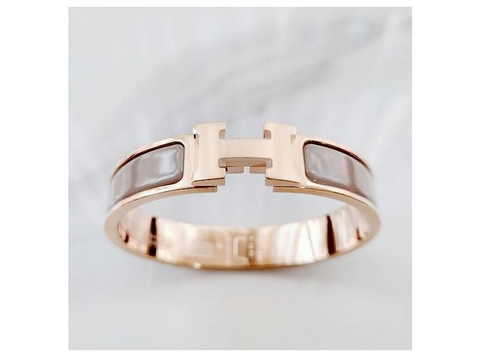 Hermès Bracciale Rigido Blanc da Donna Maron Glace Rose Gold Rosa - vista 7