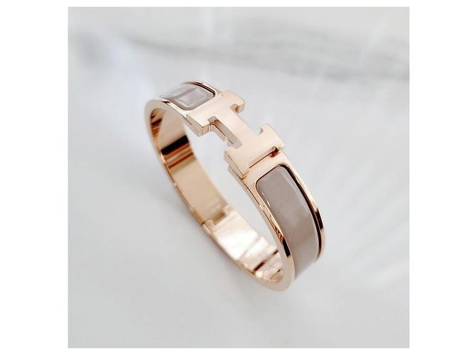 Hermès Bracciale Rigido Blanc da Donna Maron Glace Rose Gold Rosa - vista 8